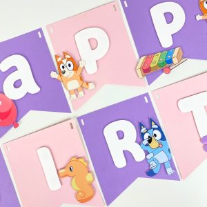 Bluey Pink Birthday Banner